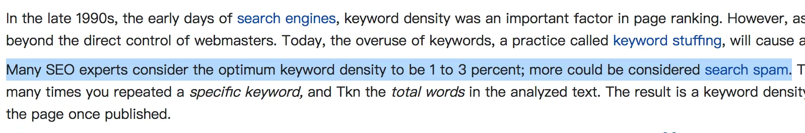 维基百科Google seo关键词密度建议是1-3%
